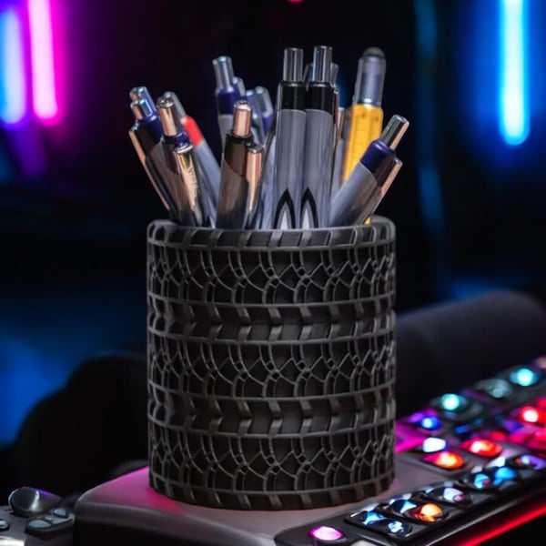 Tire Pencil Holder 3D Printed Desk Organizer for Stylish Office Storage Fun Func