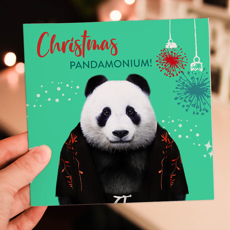 Panda Christmas card: Christmas Pandamonium (Animalyser)