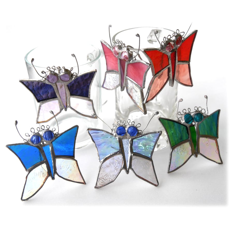 Butterfly Flutterby Suncatcher Stained Glass Choose your colour