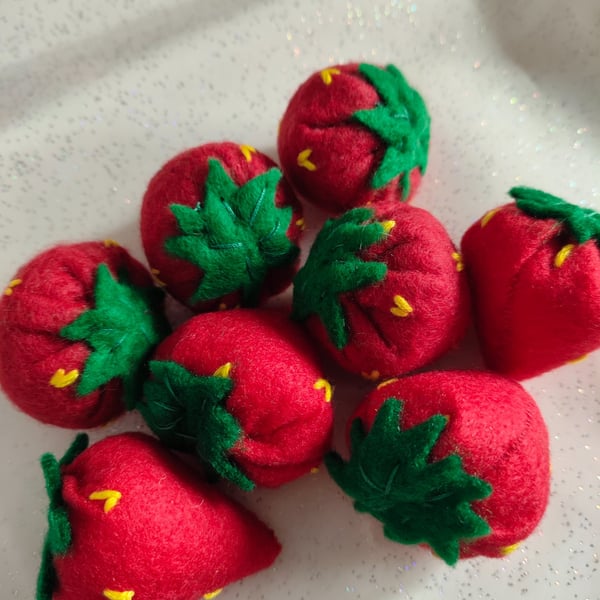 Handmade felt strawberries