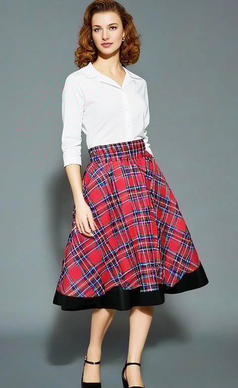 Red Tartan 950s Vintage Retro Rockabilly Circle Skirt women's Sizes 10-26