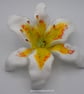 Handmade Fused Glass Matte White and Yellow Stargazer Lily with Wall-mount - Image 2
