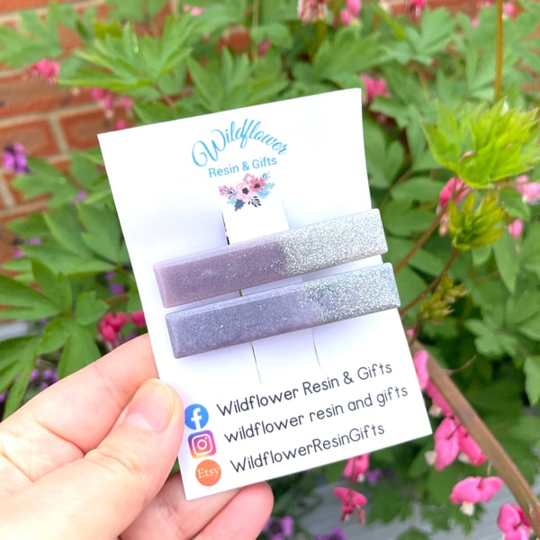 Slim hair clips, pretty hair accessories, sparkly hair clips, birthday gift 