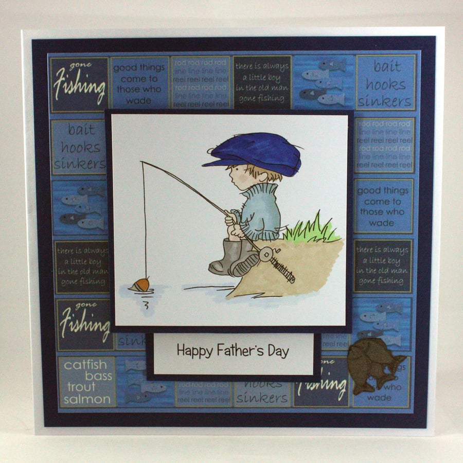 Handmade Father's Day card - the fisherman