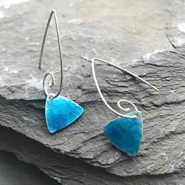 Blue Mosaic Earrings, enamel earrings, blue enamel earrings, enamel,