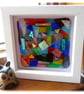Patchwork Abstract Fused Glass Picture Box Framed - Image 6