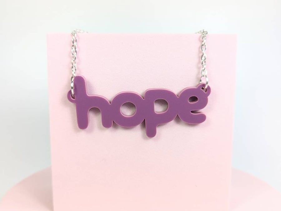 Hope necklace in acrylic with silver plated chain statement necklace acrylic
