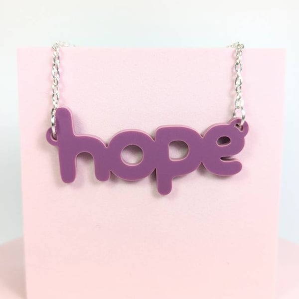 Hope necklace in acrylic with silver plated chain statement necklace acrylic