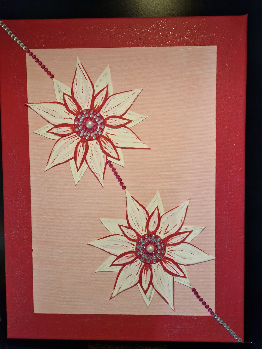 Pink and white dahlias.