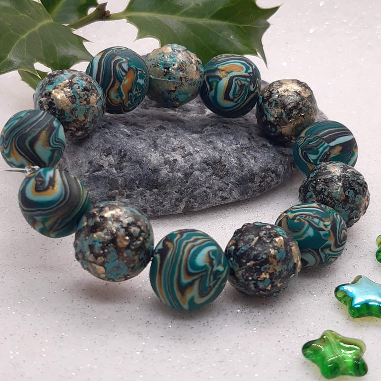 Festive polymer clay bracelet