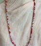Necklace, handmade red fabric  beads. - Image 1