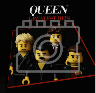 LEGO-Inspired Queen – Greatest Hits 5x5" Print (Mounted for 9x9" Frame)