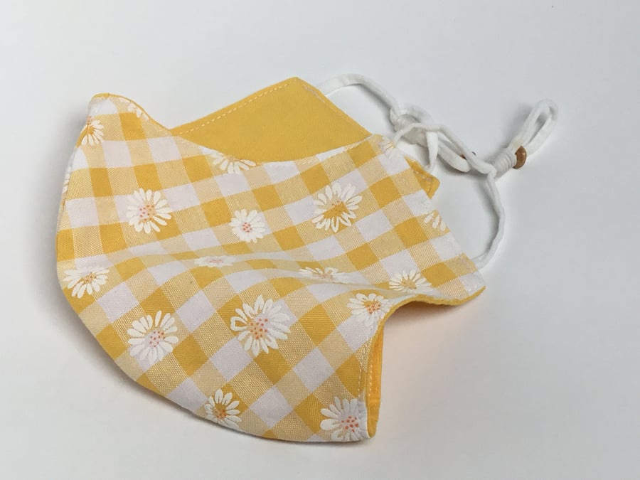 Medium double layered, washable and adjustable yellow face mask