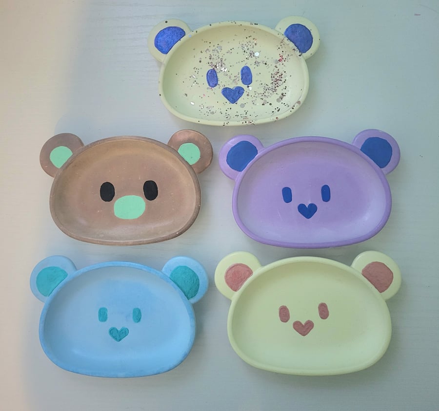 Handmade cute bear jewellery dish