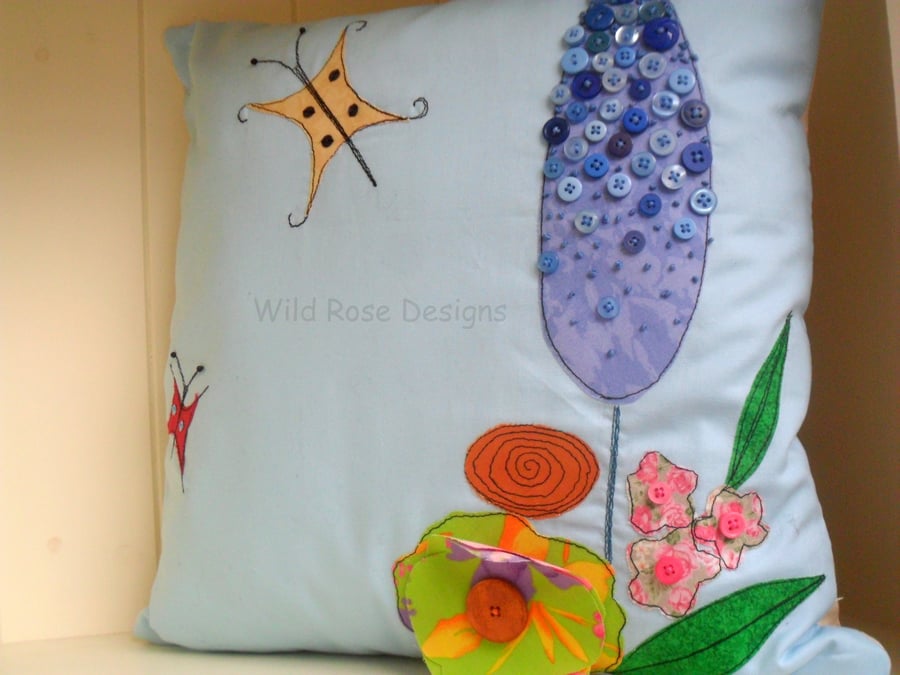 Cushion 'Flowers and butterflies' . 