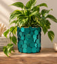 Teal Green Geometric Planter - Inbuilt Drainage – Handmade Statement Plant Pot