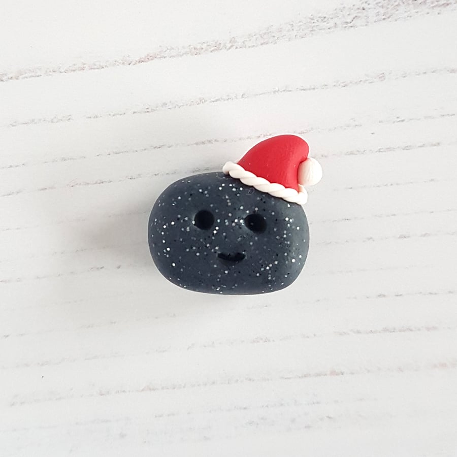 Christmas version Pocket Worry Stone and card, friends, clay