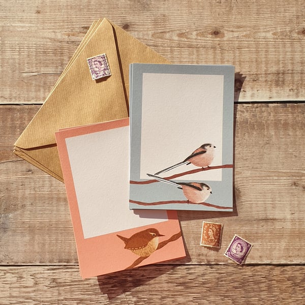 Long Tailed Tit and Wren Mini Writing Paper Set