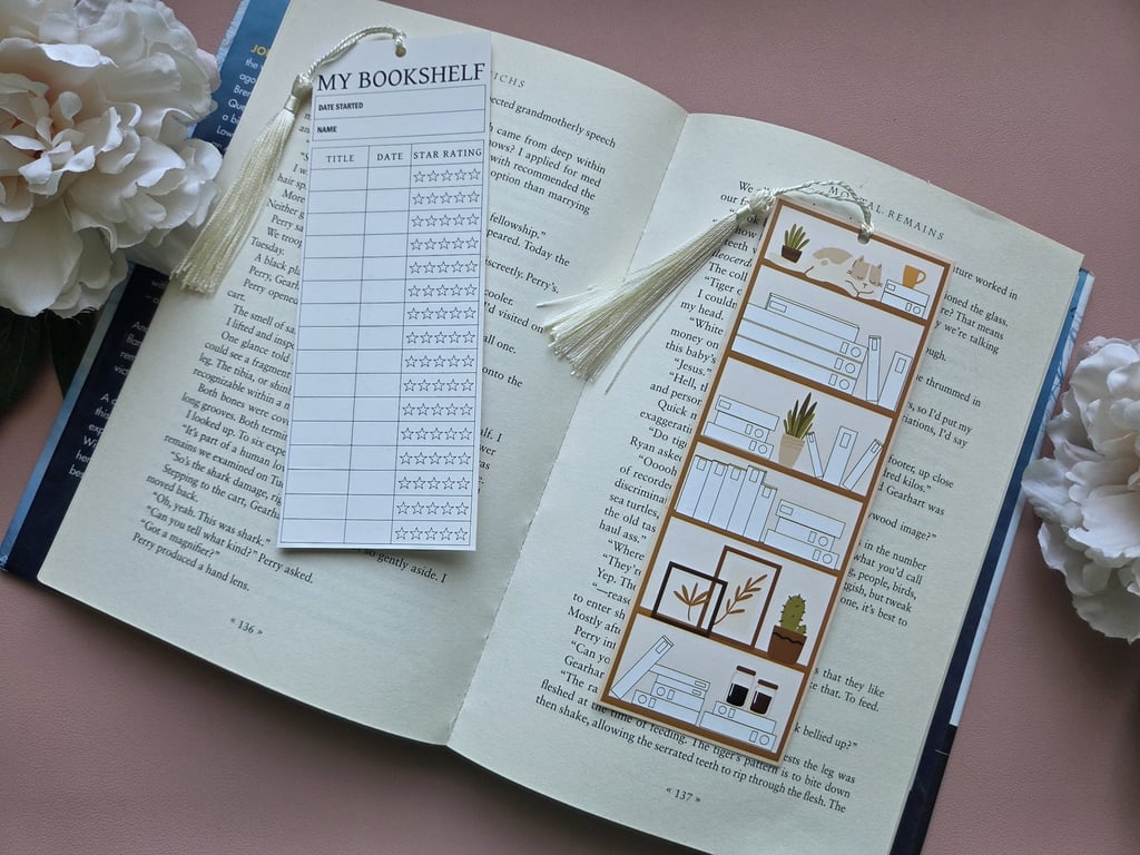 Brown Reading List Rating Bookmark With Tassel