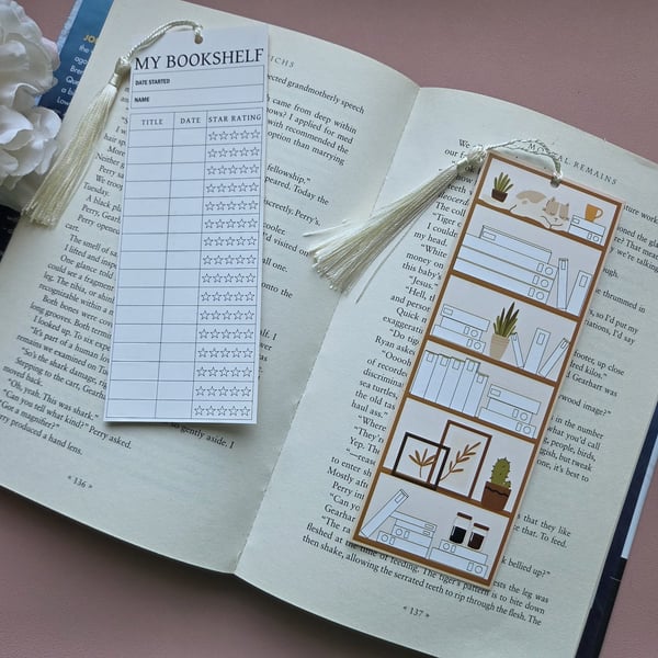 Brown Reading List Rating Bookmark With Tassel