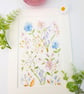 Summer Seconds Blue Floral original watercolour painting A4 mounted 