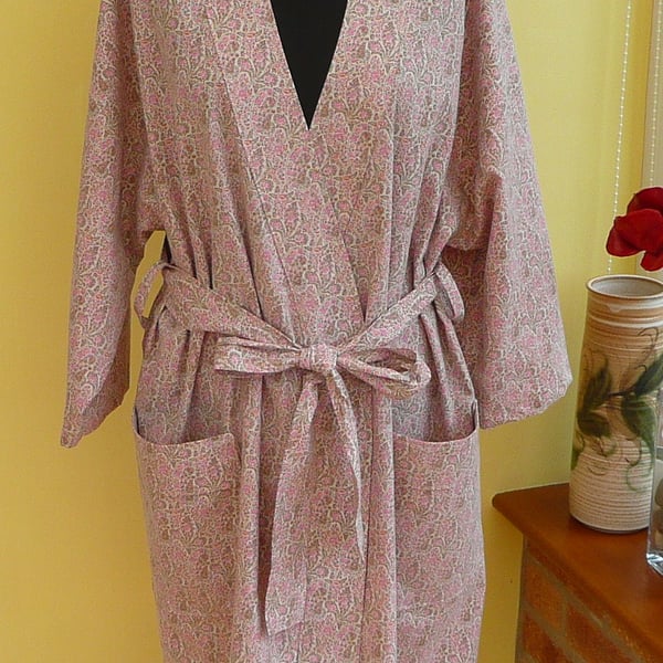 Liberty cotton bath robe kimono dressing gown summer robe house coat beach wrap