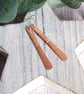 Earrings, Copper Long Teardrops with Textures and Silver Earwires - Image 1