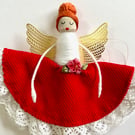 'Red dress' Handmade Peg Doll Fairy (Auburn hair)