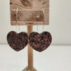 Leopard print heart polymerclay hoop earrings