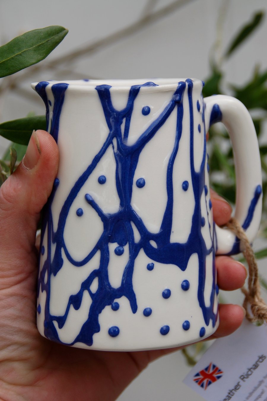 cobalt blue slip jug 