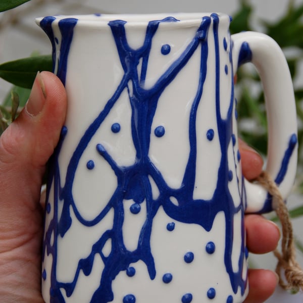 cobalt blue slip jug 