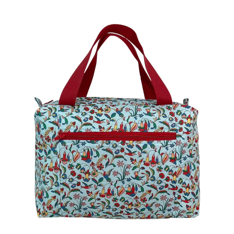 Large wash bag in Liberty cotton, floral toiletries bag with handles and pocket.