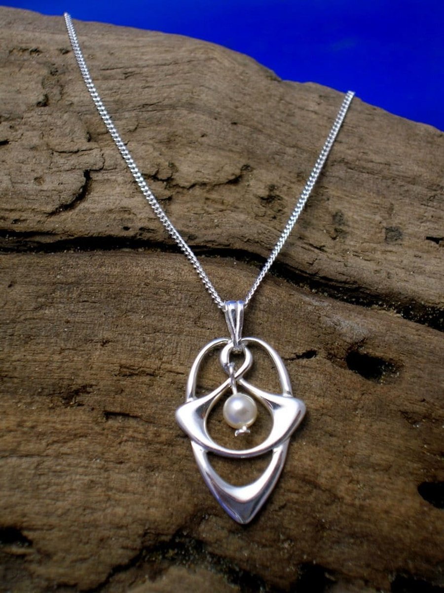 Silver Art Nouveau Necklace, Celtic Pendant, Si... - Folksy