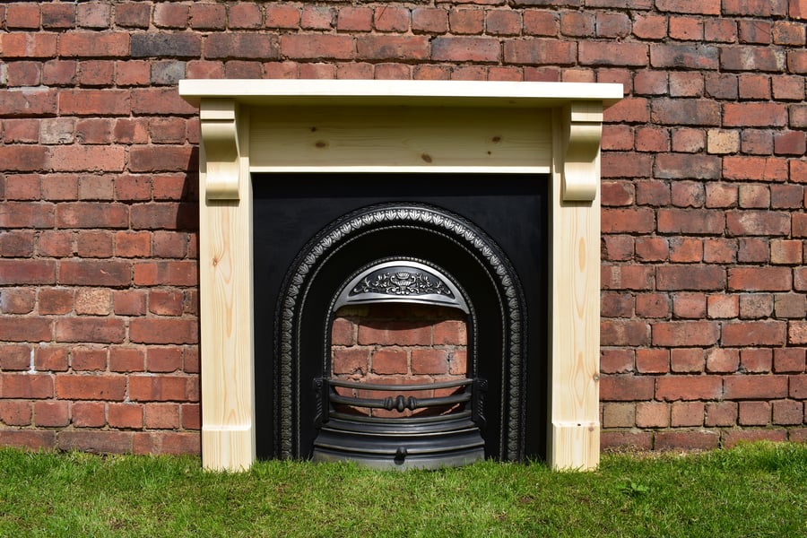 Pine fire surround with a 45mm chunky top. Made to measure at an extra cost.