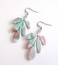 Frosted Winter Leaf Polymer Clay Dangle Earrings - Image 1