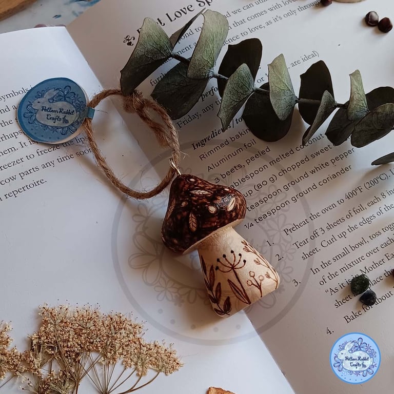 Small Pyrography Wildflower Mushroom