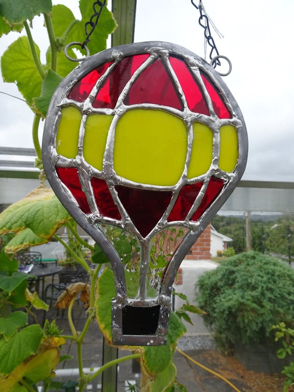 Stained Glass Suncatcher. Hot Air Balloon. Copper Foil Technique
