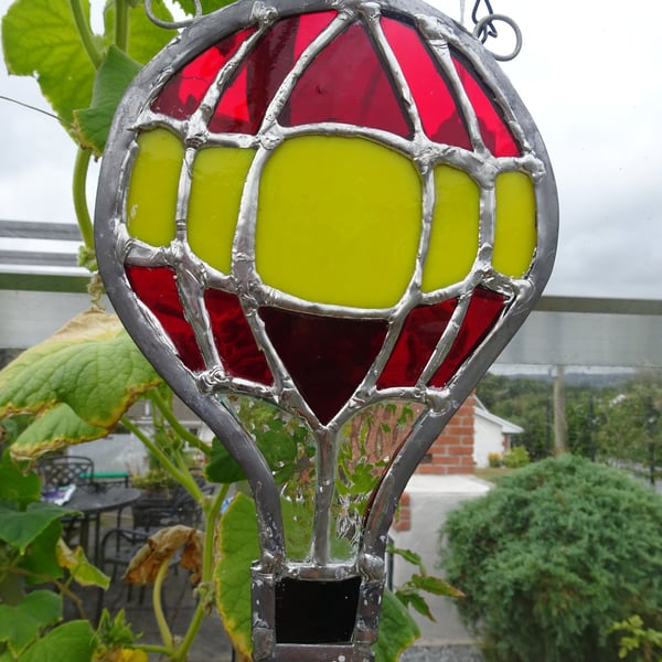 Stained Glass Suncatcher. Hot Air Balloon. Copper Foil Technique