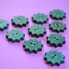 Colourful Wooden Star Flower Buttons Teal Blue 10pk Flowers 20x20mm (STF9)