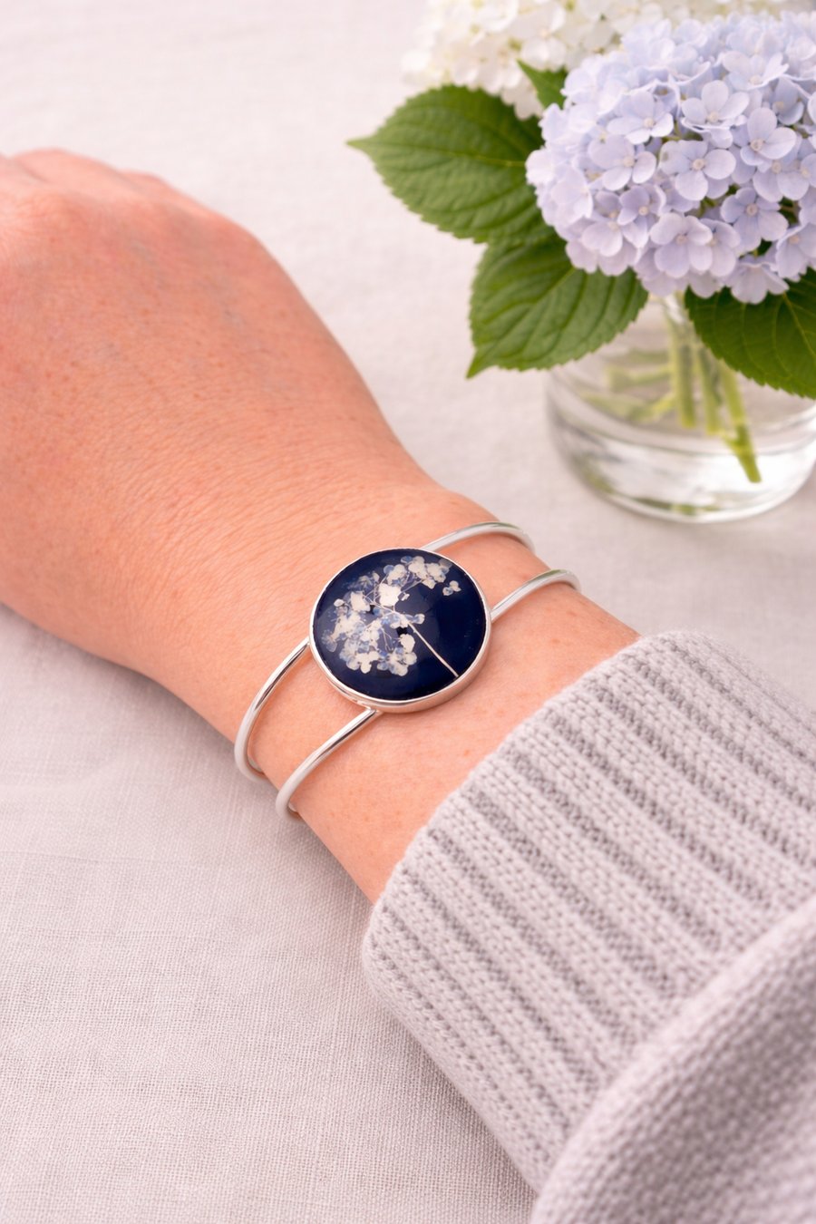 Hydrangea Head Cyanotype Bracelet