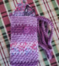 Crochet Phone Or Glasses Bag Pinks And Purples With Loop And Bobble (J200) - Image 3