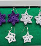Christmas star earrings, FREE P&P, Crochet jewellery, Christmas earrings - Image 2