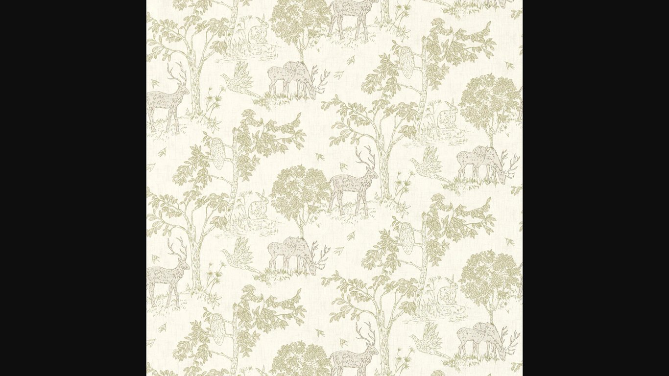 Woodland Life Round Tableclothn 135cm Sage Green