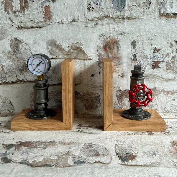 Solid Oak Bookends Pair