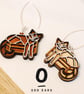 Mismatched Wooden Cat-In-A-Box Earrings with Sterling Silver Hooks Geometric Cat
