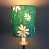 DAISY DAISY cute 70s White on Green Daisies Vintage  Fabric Lampshade option 