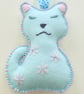 Felt Padded Hanging Cat Beaded - with embroidered details