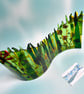 Fused Glass Wavy Panel - Large - Green - Orange - Yellow - Image 3