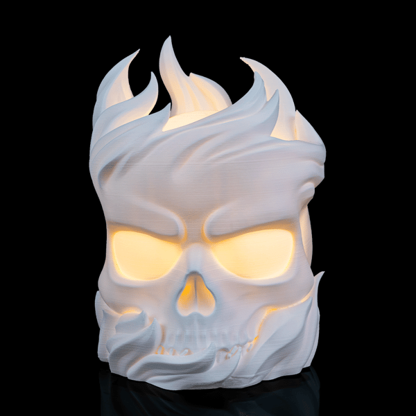 Flaming Skull Mood Lamp – Unique 3D Printed Table Lamp, Modern Home Decor Gamer