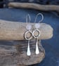 Forged Silver Dangle Hoop Earrings with Facetted Rose Quartz Beads - Image 4